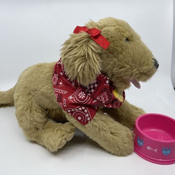 BUILD-A-BEAR 16" Golden Retriever Plush Puppy Dog BAB Red Handkerchief - Picture 1 of 5